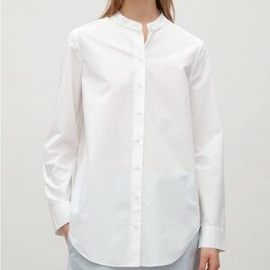 Sandro Crisp White bottom down Mandarin Collar Shirt